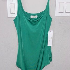 Green Draped Neck Tank Top